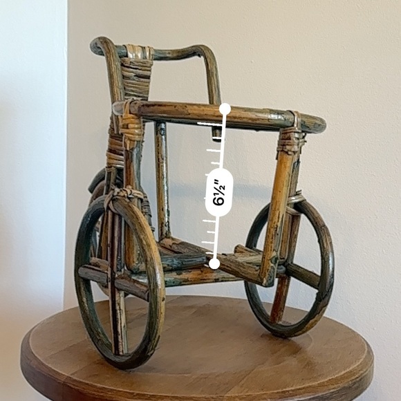 Vtg Bamboo Tricycle Bike Plant Stand Holder Wicker Rattan Boho NO PLANT OR POT - Picture 11 of 13